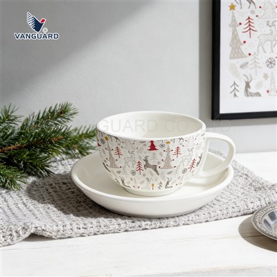 16oz feine Porzellantasse mit Untertasse