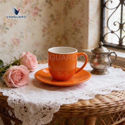 Kleine Tasse mit Untertasse aus Keramik