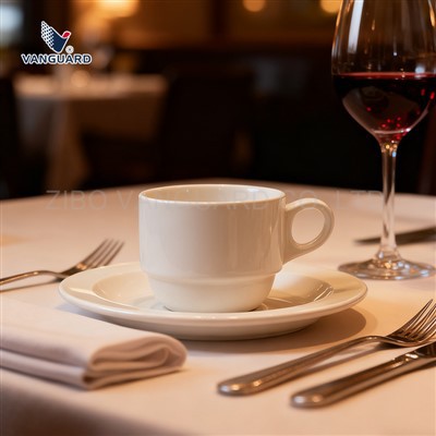 Stapelkaffeetasse und Untertasse